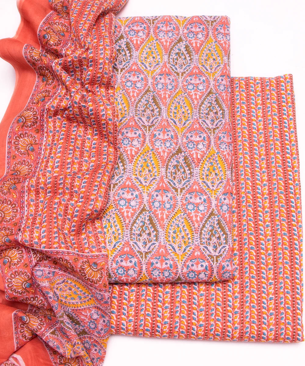 Multi Color Floral Printed Unstiched Cotton Suit Dress Material