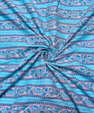 Light Blue Floral Printed Cotton Fabric