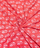 Peach Pink Floral Printed Cotton Fabric