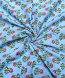 Light Blue Floral Printed Cotton Fabric