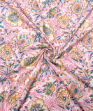 White Floral Hand Block Printed Fabric