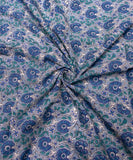 Grey Floral Hand Block Printed Fabric