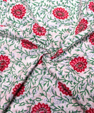 White Floral Hand Block Printed Fabric