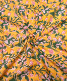 Yellow Floral Hand Block Printed Fabric