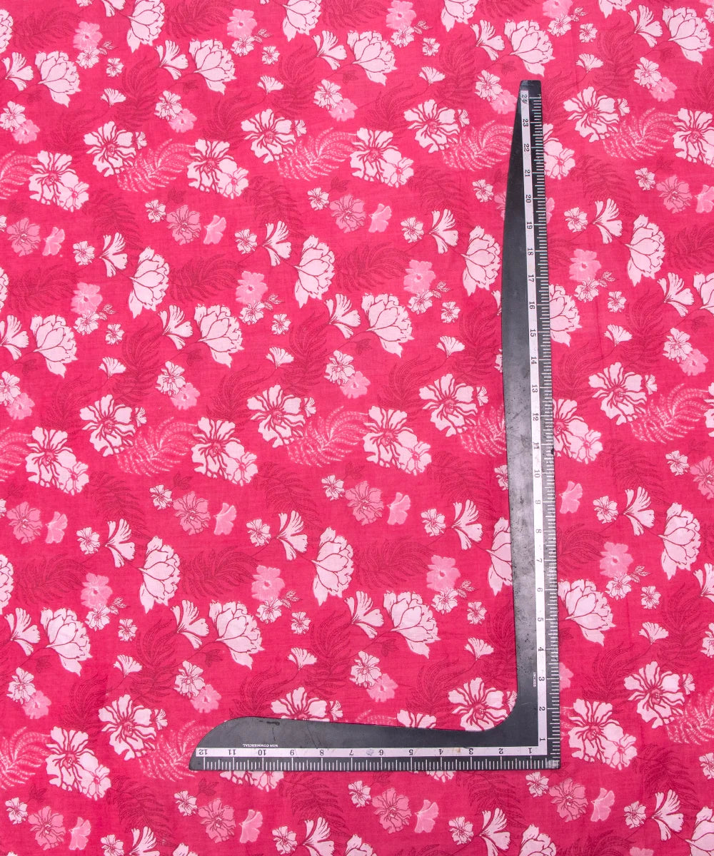 Coral Pink Floral Cotton Fabric