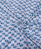 Off White Firozi Buti Print Cotton Fabric