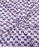 Off White Light Teal Buti Print Cotton Fabric