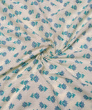 Off White Aqua Buti Print Cotton Fabric