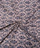 Off White Greyish Blue Floral Print Cotton Fabric