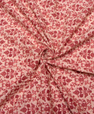 Off White Rust Maroon Floral Print Cotton Fabric