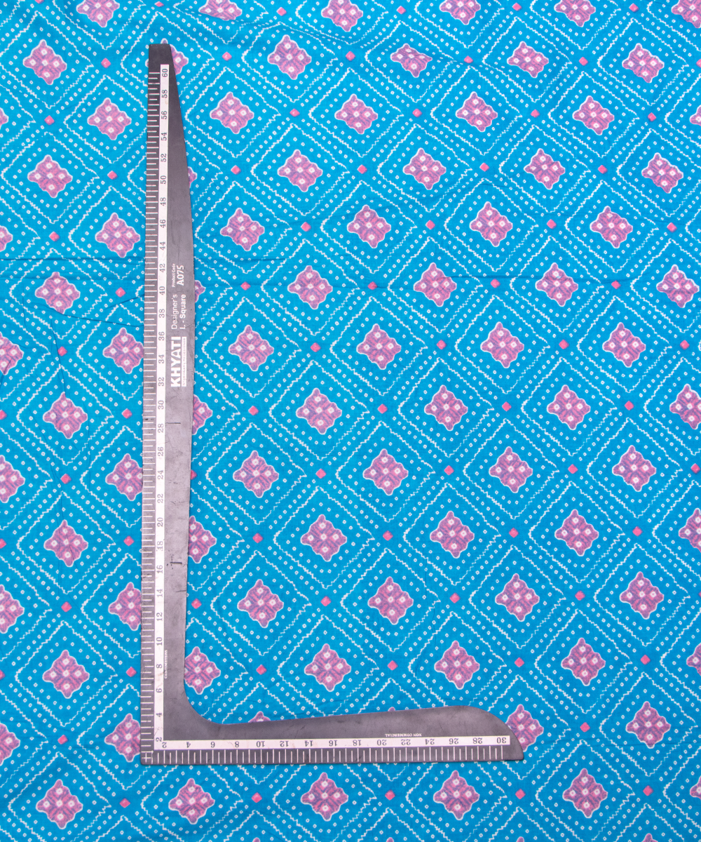 Blue Bandhani Print Cotton Suit