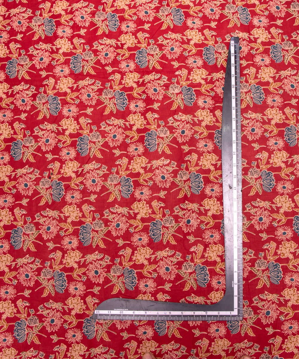 Maroon Floral Print Cotton Suit