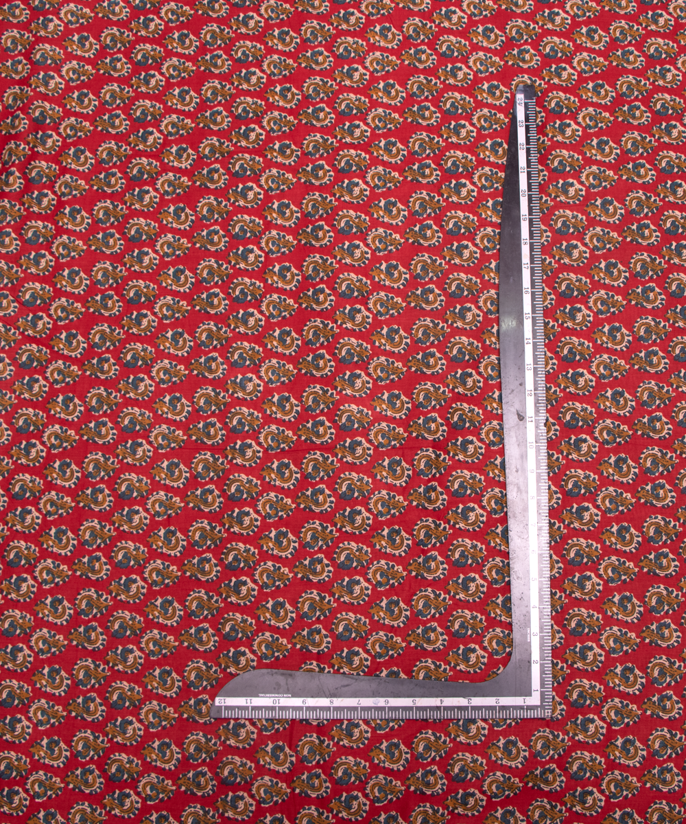 Maroon Floral Print Cotton Suit