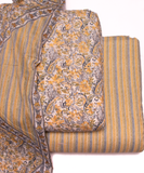 Off White Floral Print Cotton Suit