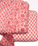 Off White Floral Print Cotton Suit