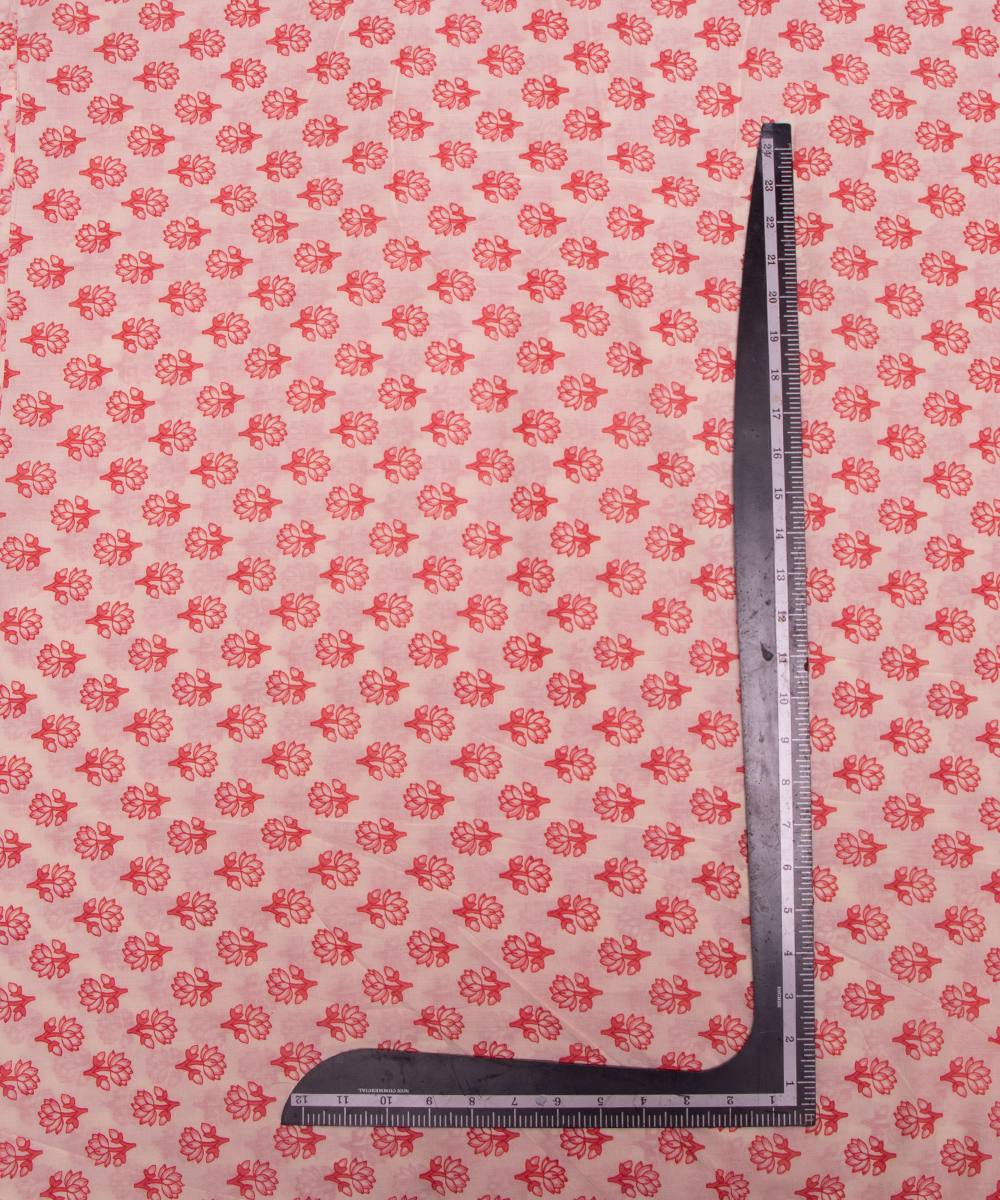 Off White Floral Print Cotton Suit