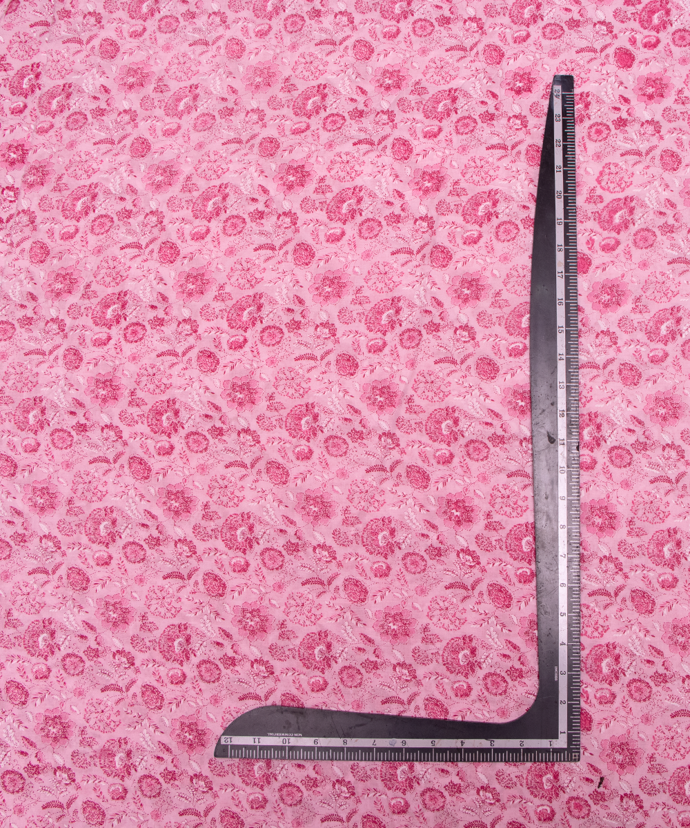 Baby Pink Floral Print Cotton Suit