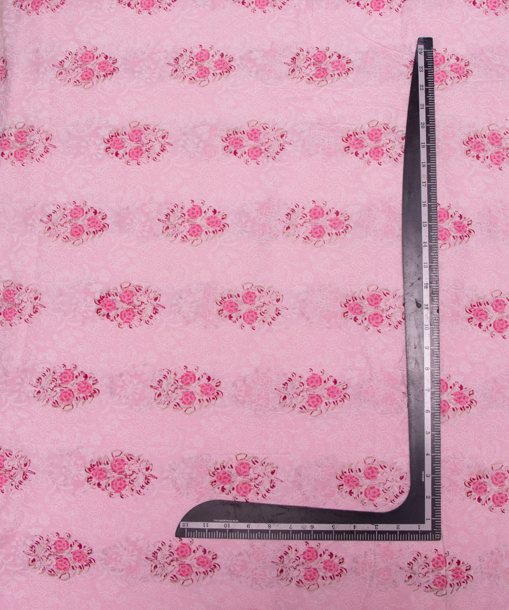 Baby Pink Floral Print Cotton Suit