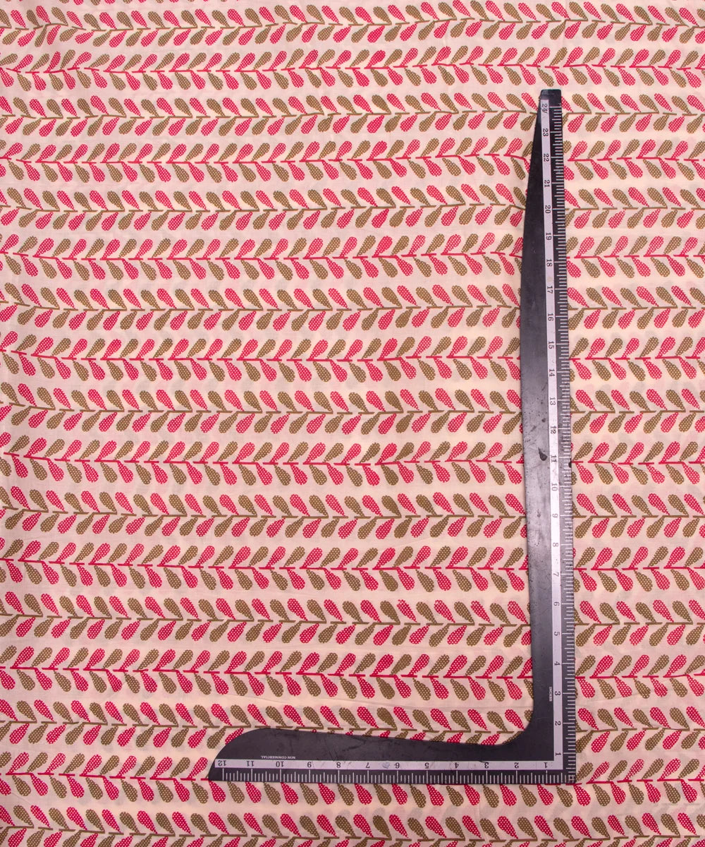 Off White Floral Print Cotton Suit