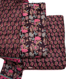 Black Floral Print Cotton Suit