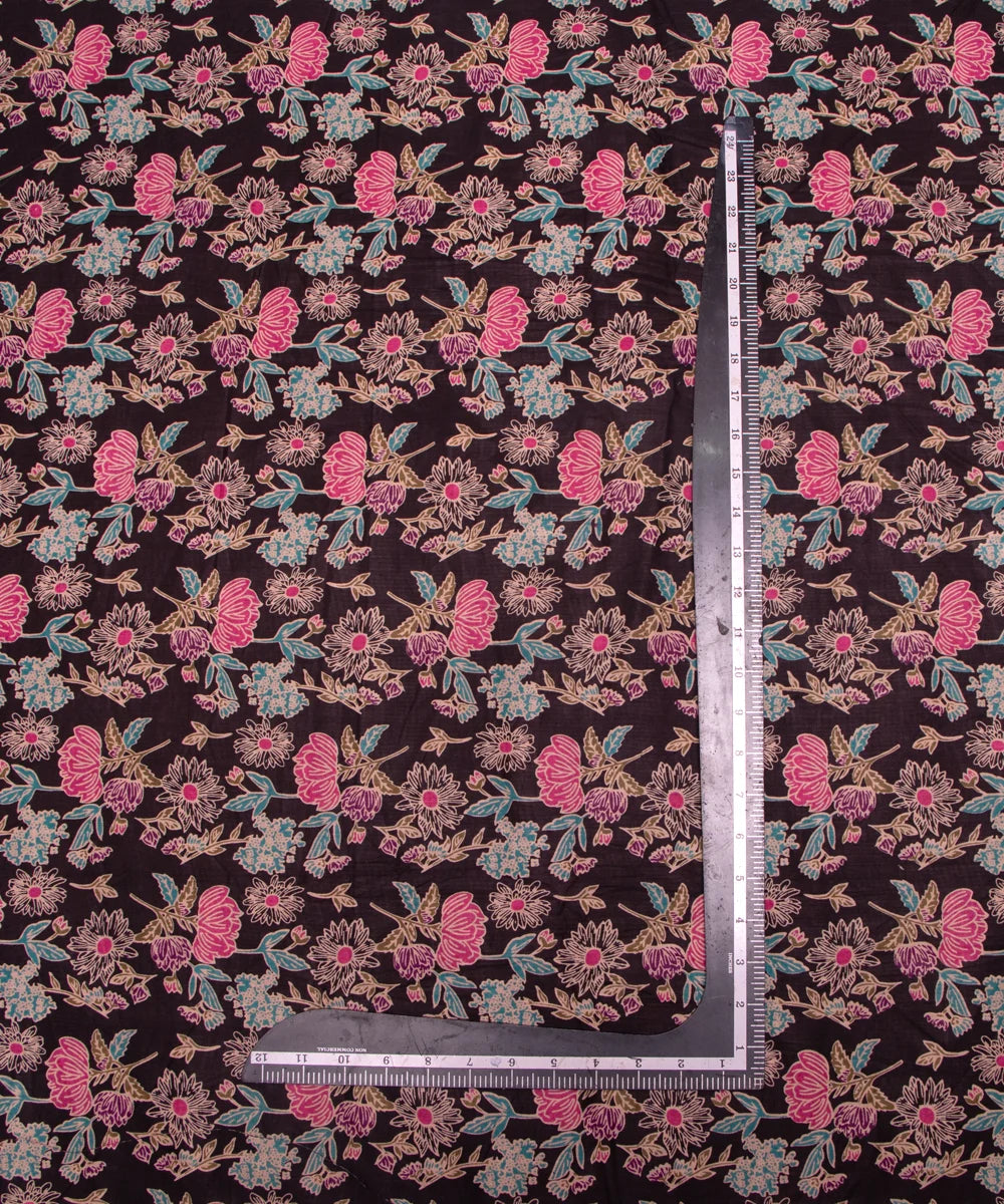 Black Floral Print Cotton Suit