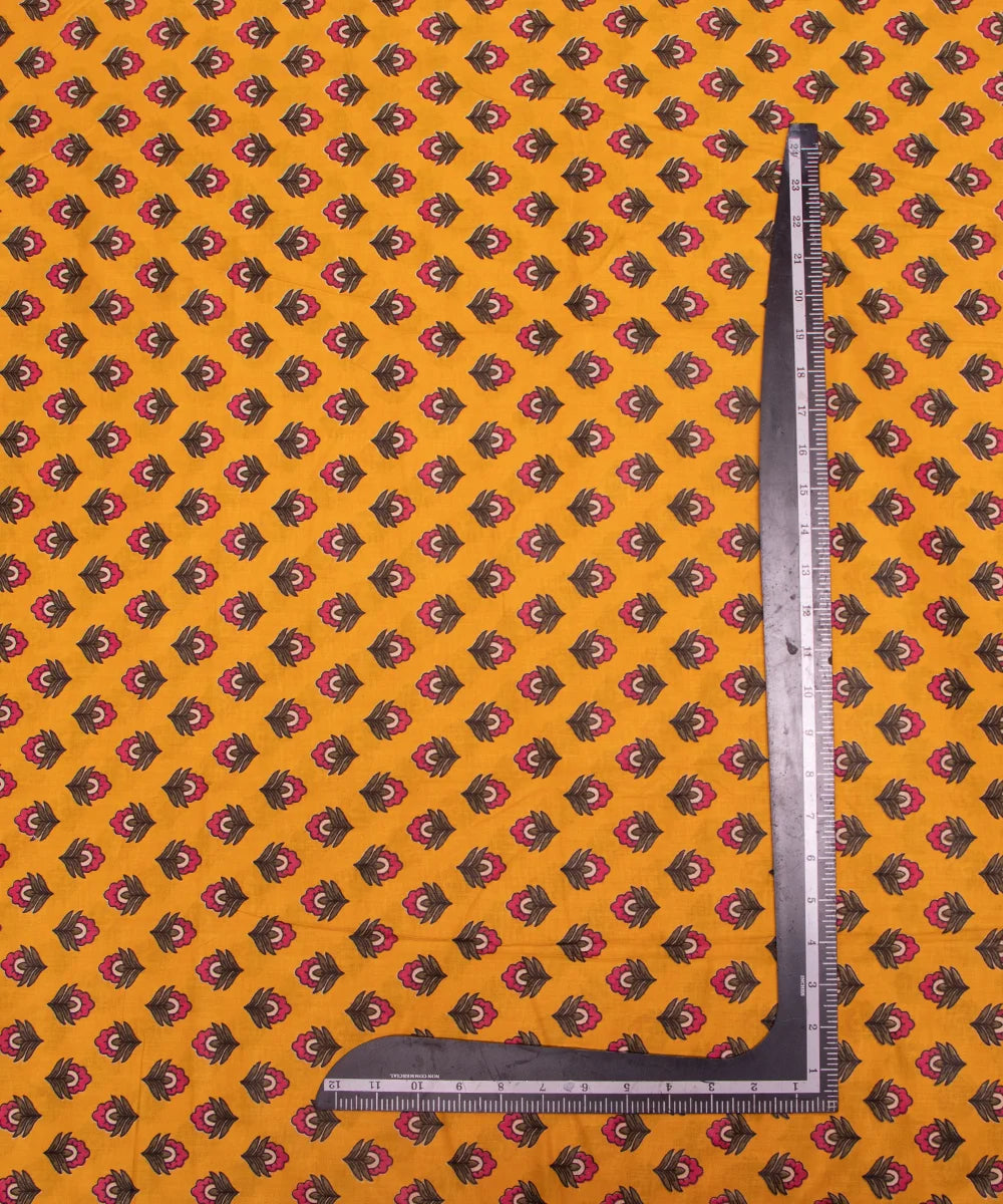 Mango Yellow Floral Print Cotton Suit