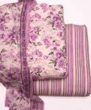 Off White Floral Print Cotton Suit