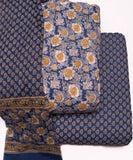 Dark Blue Floral Print Cotton Suit