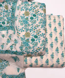 Off White Floral Print Cotton Suit