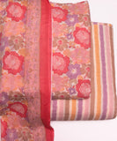Peach Pink Floral Print Cotton Suit