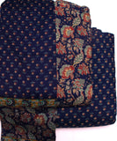 Dark Blue Floral Print Cotton Suit