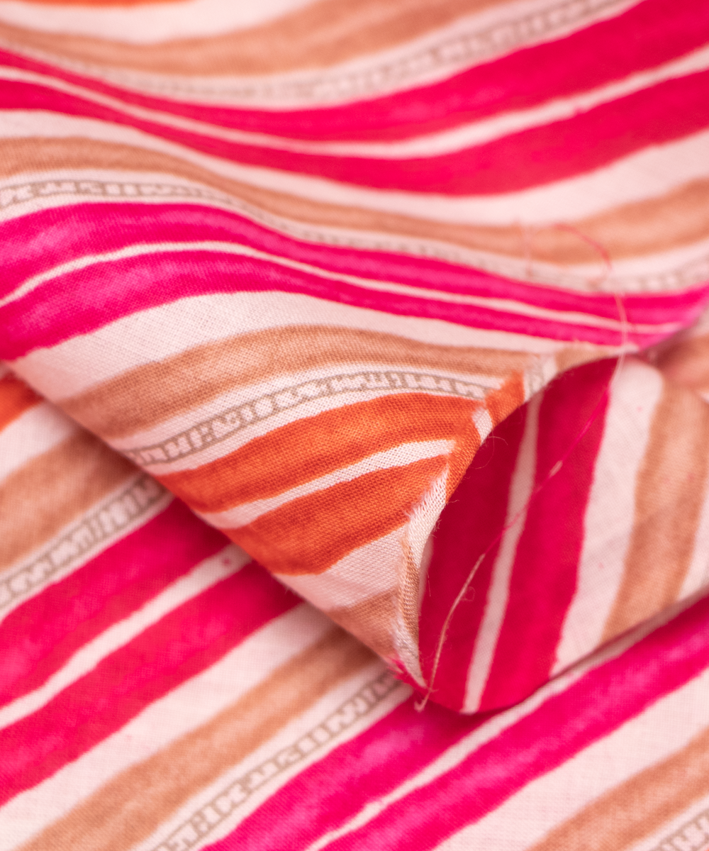 Multi Color Stripe Print Cotton Fabric