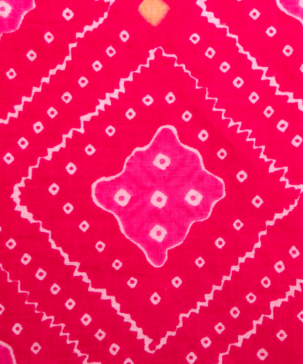 Fuchsia Bandhani Print Cotton Fabric