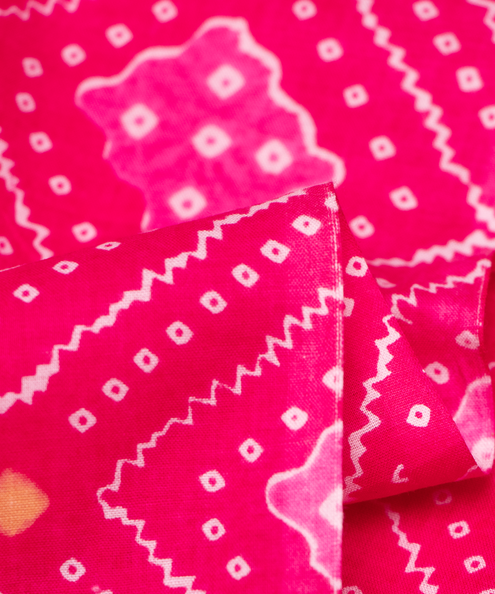 Fuchsia Bandhani Print Cotton Fabric