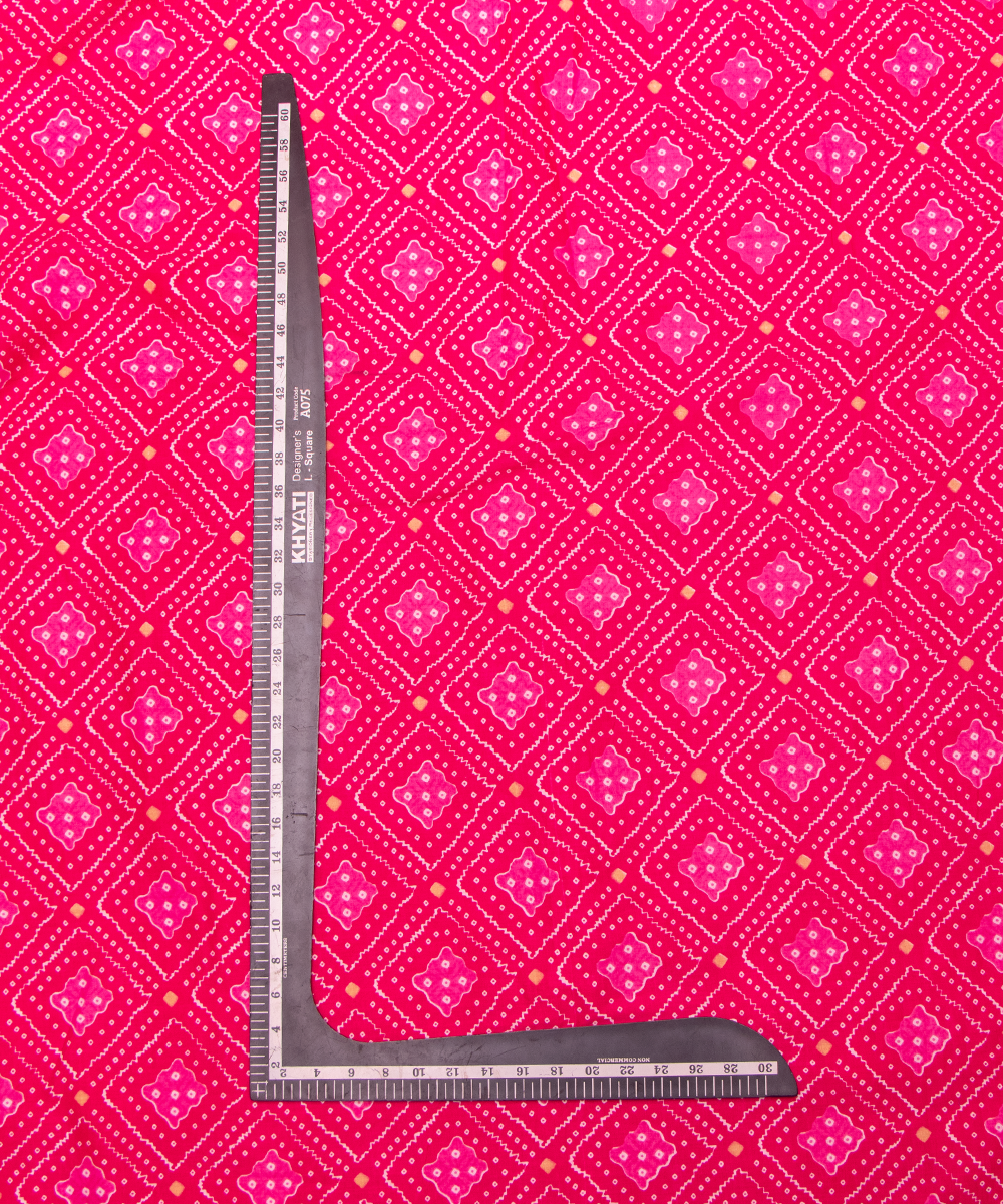 Fuchsia Bandhani Print Cotton Fabric