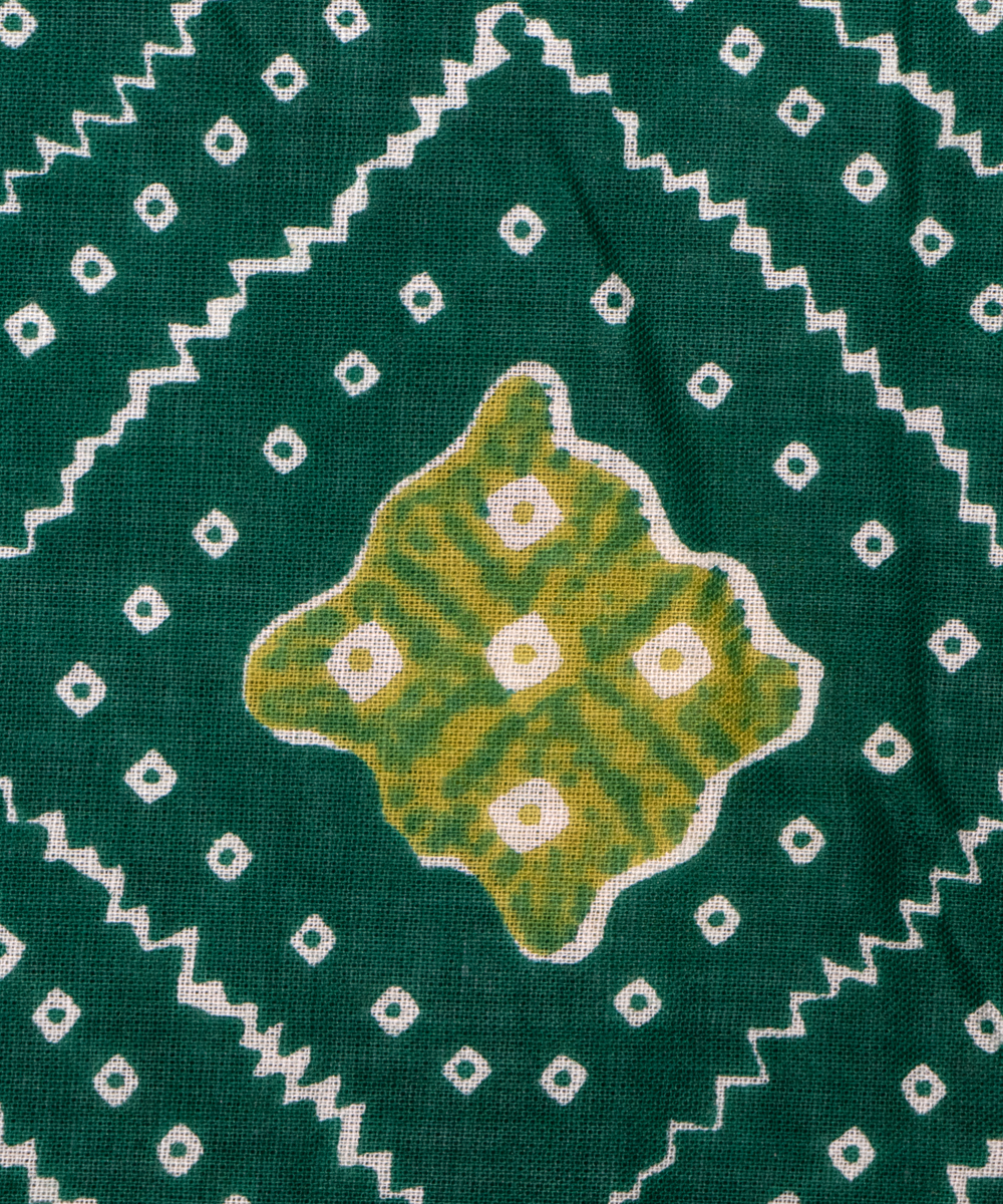 Green Bandhani Print Cotton Fabric