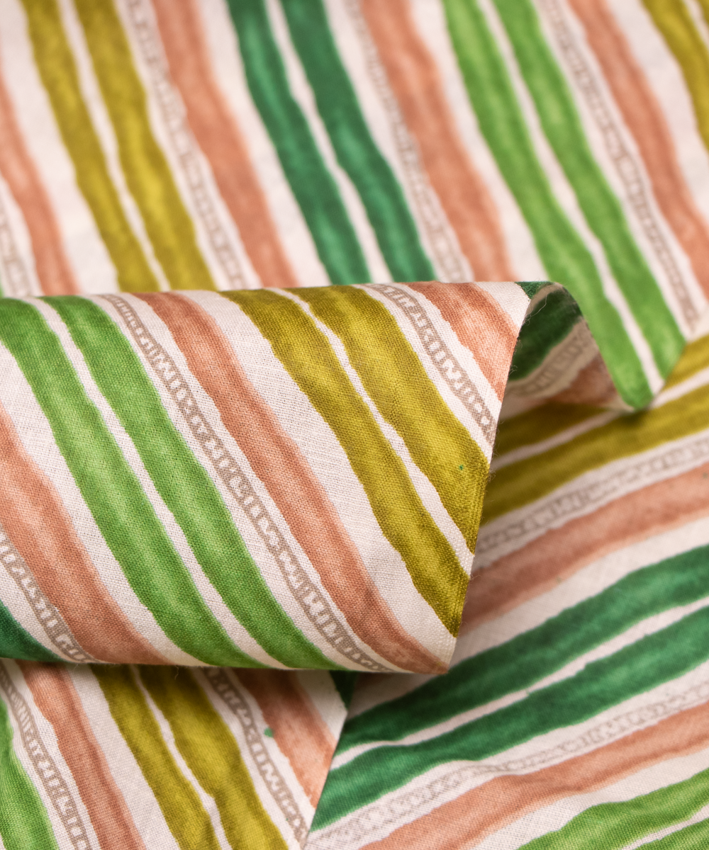 Multi Color Stripe Print Cotton Fabric