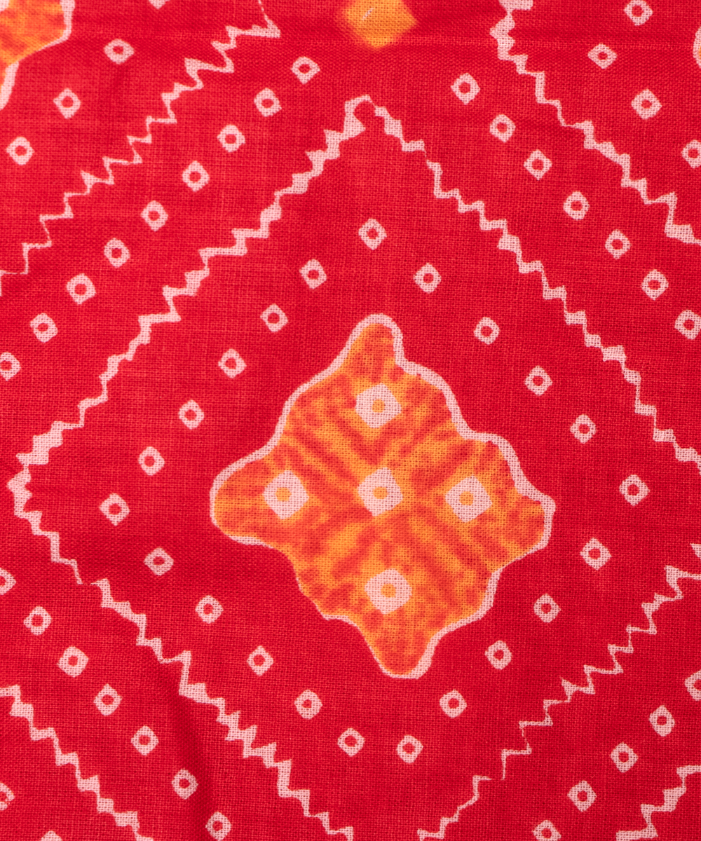 Rust Brown Bandhani Print Cotton Fabric