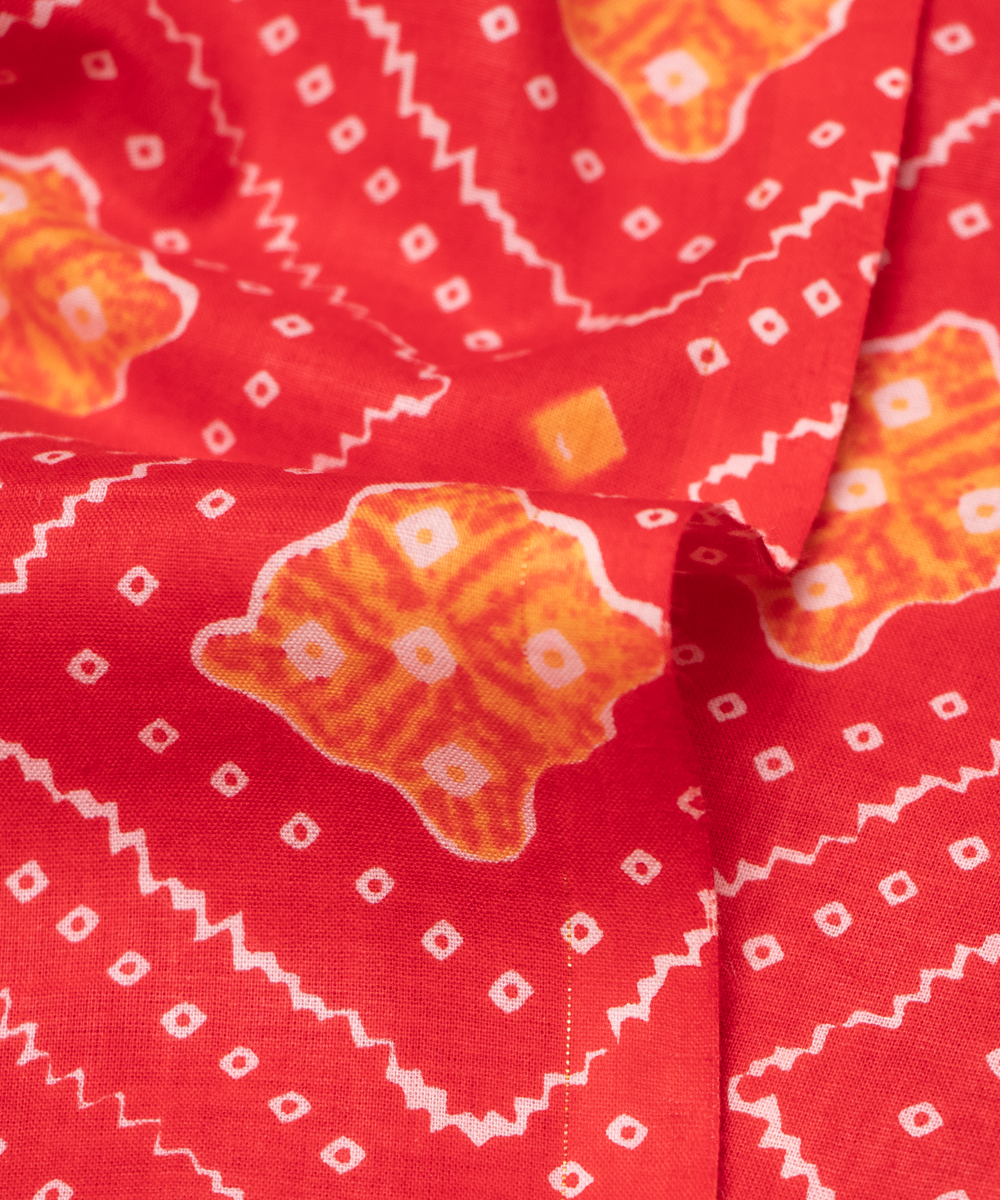 Rust Brown Bandhani Print Cotton Fabric