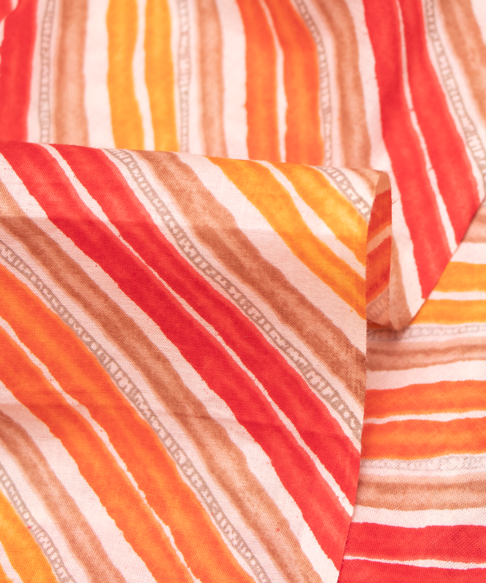 Multi Color Stripe Print Cotton Fabric