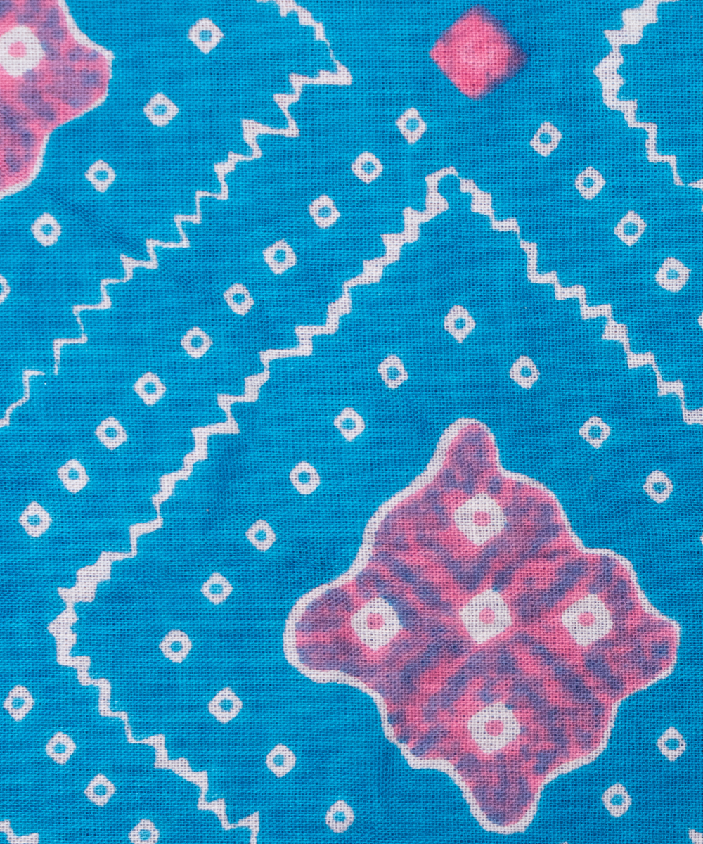 Blue Bandhani Print Cotton Fabric