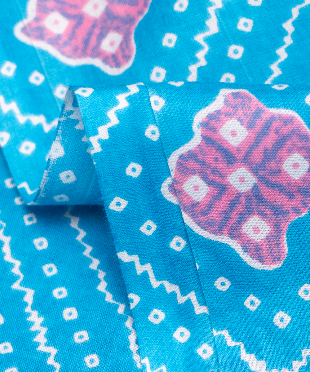 Blue Bandhani Print Cotton Fabric