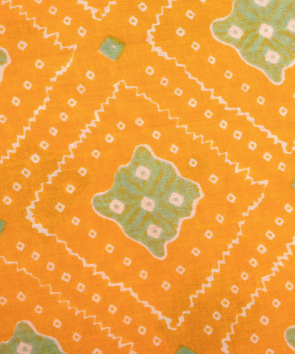 Yellow Bandhani Print Cotton Fabric