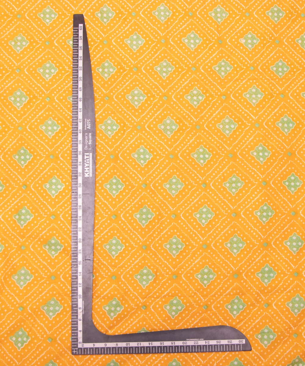 Yellow Bandhani Print Cotton Fabric