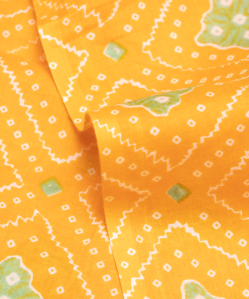 Yellow Bandhani Print Cotton Fabric
