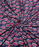 Navy Blue Buti Print Cotton Fabric