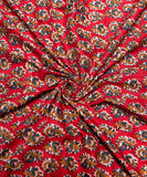 Maroon Buti Floral Print Cotton Fabric