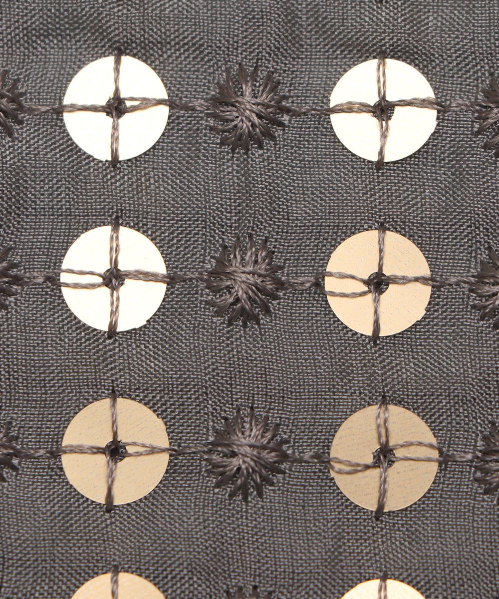 Grey Colour Sequin Embroidery Pure Uppada Silk Fabric ( 2 Meter )