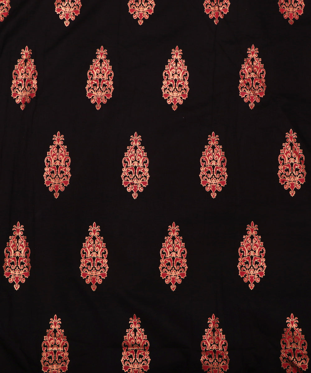 Black Colour Block Print Cotton Fabric (1 Meter)