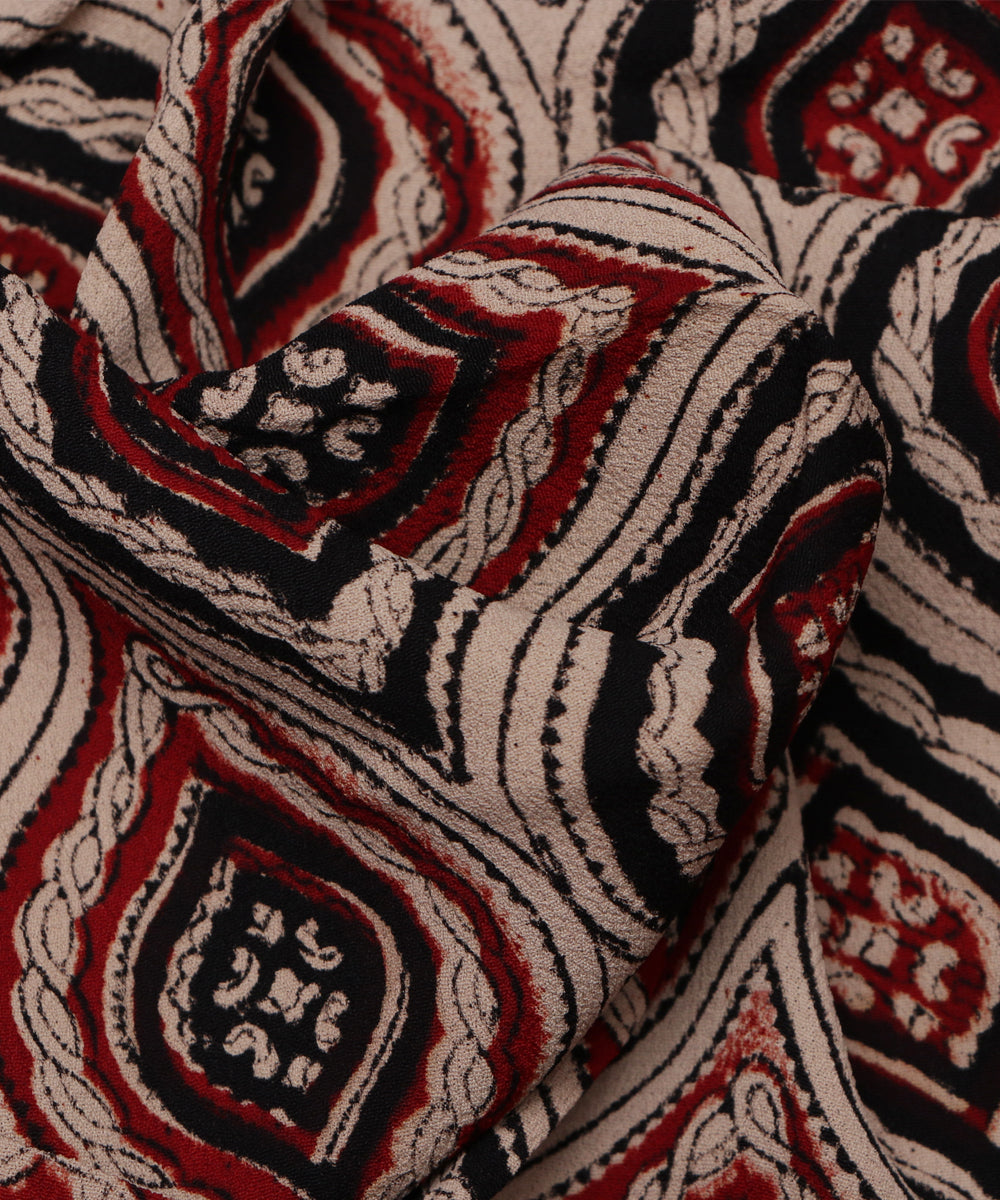 Beige Colour Traditional Print Georgette Fabric ( 1.70 Meter)